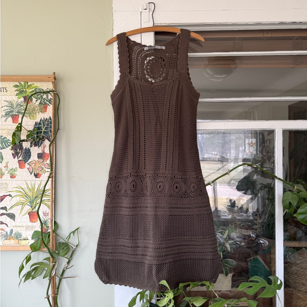 Athleta Brown Crochet Mini Dress